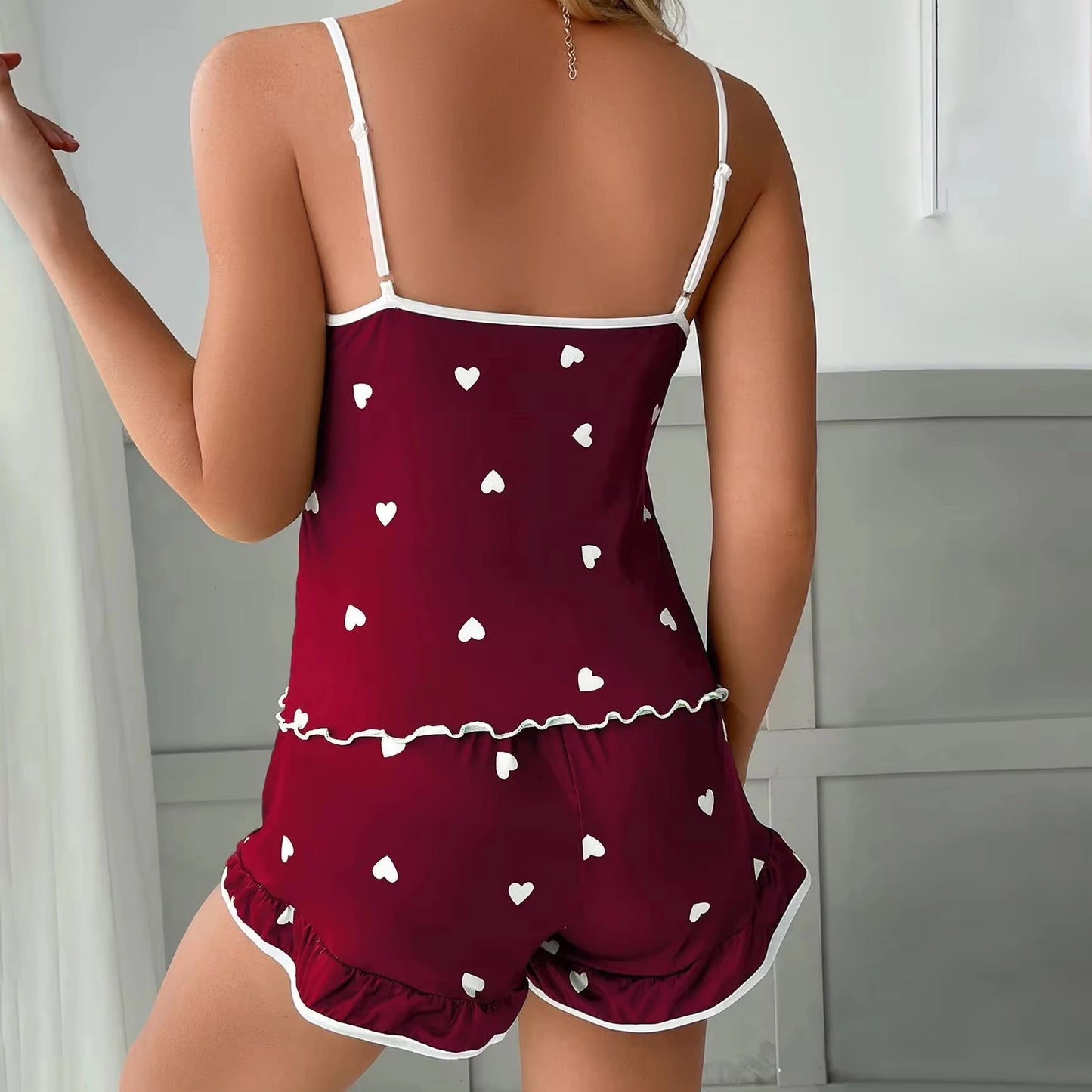 2024 sommer Pyjama Set Große Größe Weste Shorts frauen Hosenträger Weiche Casual Nette Gedruckt Frauen pyjamas set