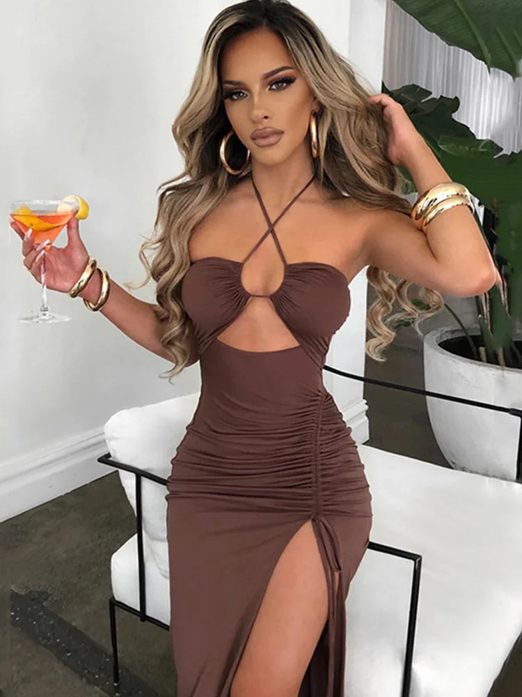 Ärmellose Weibliche Midi Backless Kleider Schlank Nacht Club Party frauen Kleid Bodycon Vestidos Elegantes Para Mujer
