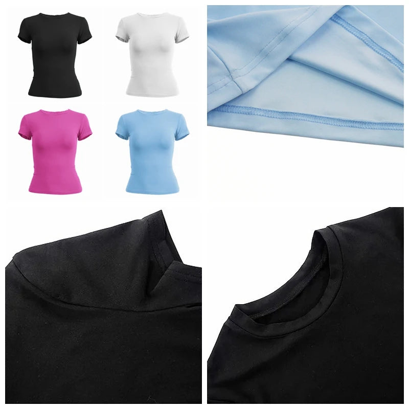 Frau Kleidung Kurzarm T-shirt Slim Fit Tops Weibliche Oansatz Gestrickte Mantel T-shirt Straße Tragen Sportliche 2024 Y2K New2410