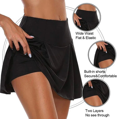 Sommer Frauen Sprints Tennis Dance Fitness Kurze Röcke Schnell Trocknend Feste Weibliche Futter Hohe Taille Mini Röcke Shorts