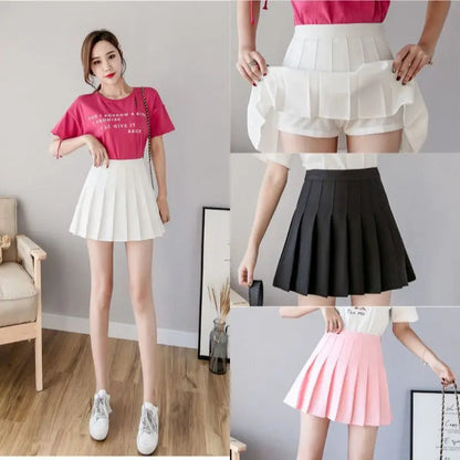 Miniröcke für Damen, 2024, Sommer, japanische Schule, Faltenröcke, hohe Taille, Kawaii, niedlich, rosa karierter Rock, Uniform, Harajuku, Jupe