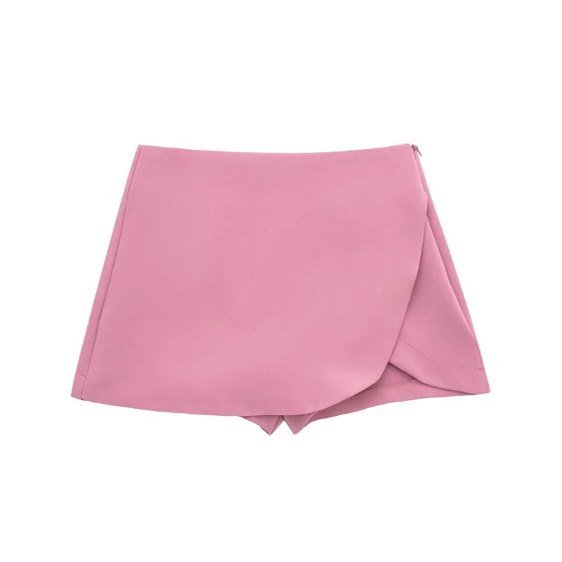 ONKOGENE 2025 Schwarz Mini Rock Shorts Frau Mode Asymmetrische Skort Für Frauen Hohe Taille Kurze Röcke Frau Sommer Casual Shorts