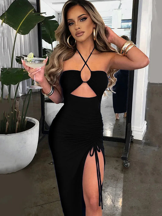 Ärmellose Weibliche Midi Backless Kleider Schlank Nacht Club Party frauen Kleid Bodycon Vestidos Elegantes Para Mujer