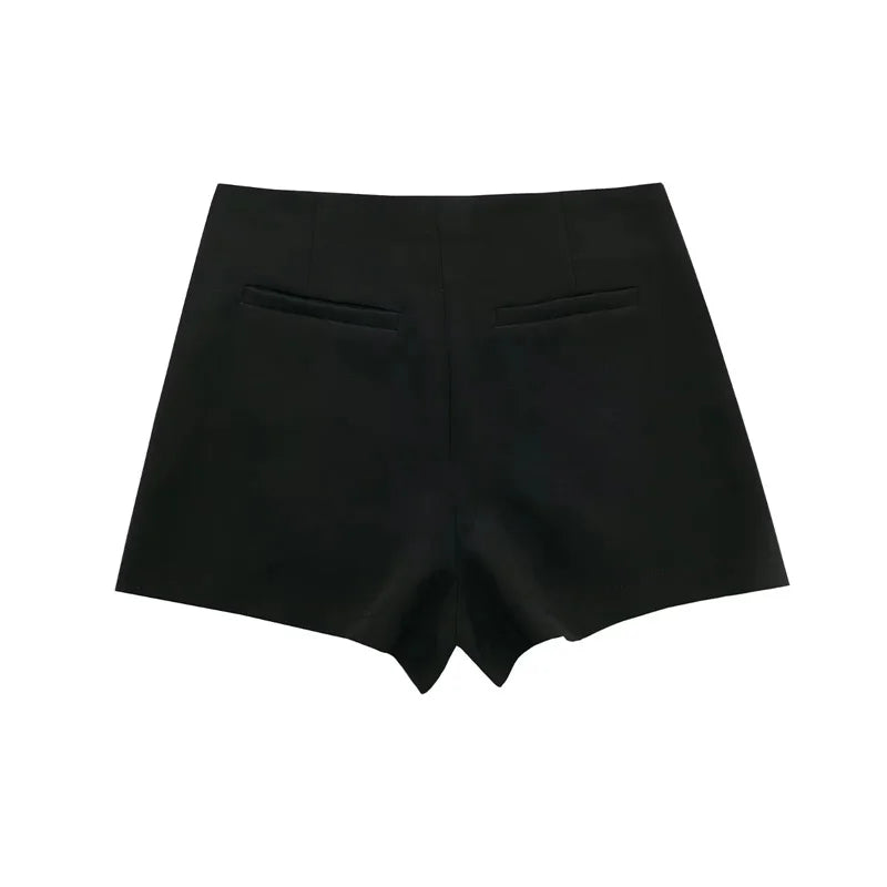 ONKOGENE 2025 Schwarz Mini Rock Shorts Frau Mode Asymmetrische Skort Für Frauen Hohe Taille Kurze Röcke Frau Sommer Casual Shorts