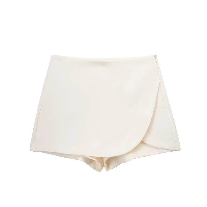 ONKOGENE 2025 Schwarz Mini Rock Shorts Frau Mode Asymmetrische Skort Für Frauen Hohe Taille Kurze Röcke Frau Sommer Casual Shorts
