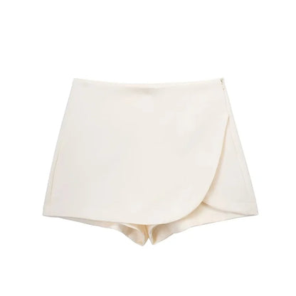 ONKOGENE 2025 Schwarz Mini Rock Shorts Frau Mode Asymmetrische Skort Für Frauen Hohe Taille Kurze Röcke Frau Sommer Casual Shorts