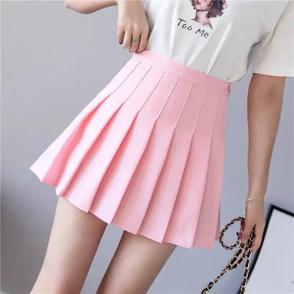 Miniröcke für Damen, 2024, Sommer, japanische Schule, Faltenröcke, hohe Taille, Kawaii, niedlich, rosa karierter Rock, Uniform, Harajuku, Jupe