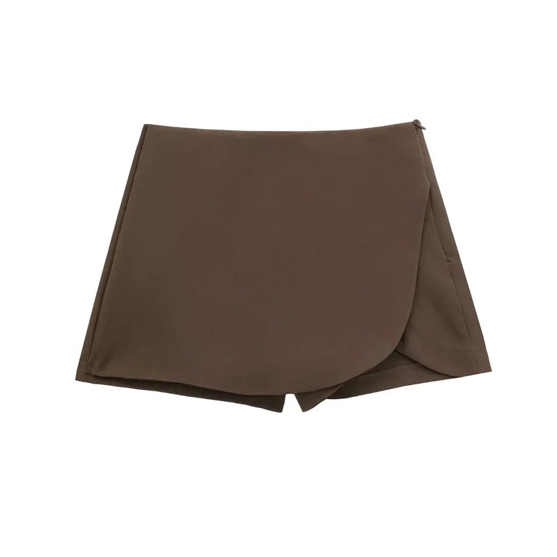 ONKOGENE 2025 Schwarz Mini Rock Shorts Frau Mode Asymmetrische Skort Für Frauen Hohe Taille Kurze Röcke Frau Sommer Casual Shorts