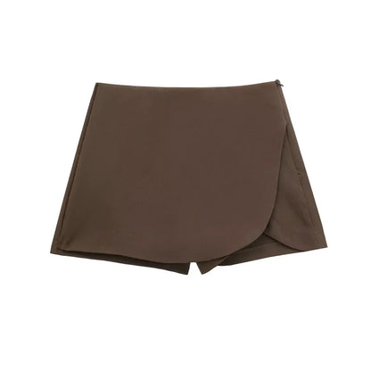 ONKOGENE 2025 Schwarz Mini Rock Shorts Frau Mode Asymmetrische Skort Für Frauen Hohe Taille Kurze Röcke Frau Sommer Casual Shorts