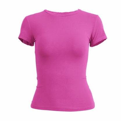 Frau Kleidung Kurzarm T-shirt Slim Fit Tops Weibliche Oansatz Gestrickte Mantel T-shirt Straße Tragen Sportliche 2024 Y2K New2410
