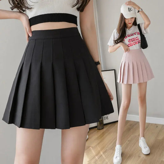 Miniröcke für Damen, 2024, Sommer, japanische Schule, Faltenröcke, hohe Taille, Kawaii, niedlich, rosa karierter Rock, Uniform, Harajuku, Jupe